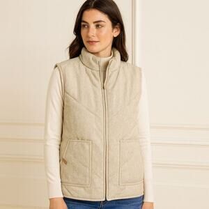 Women’s Beige Ampersand Zip Vest XXL – Warm Casual Outerwear